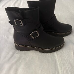 Andre Assous Black Leather Moto Boots